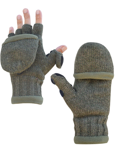 Olive Heated Ragg Wool Mitten Glove